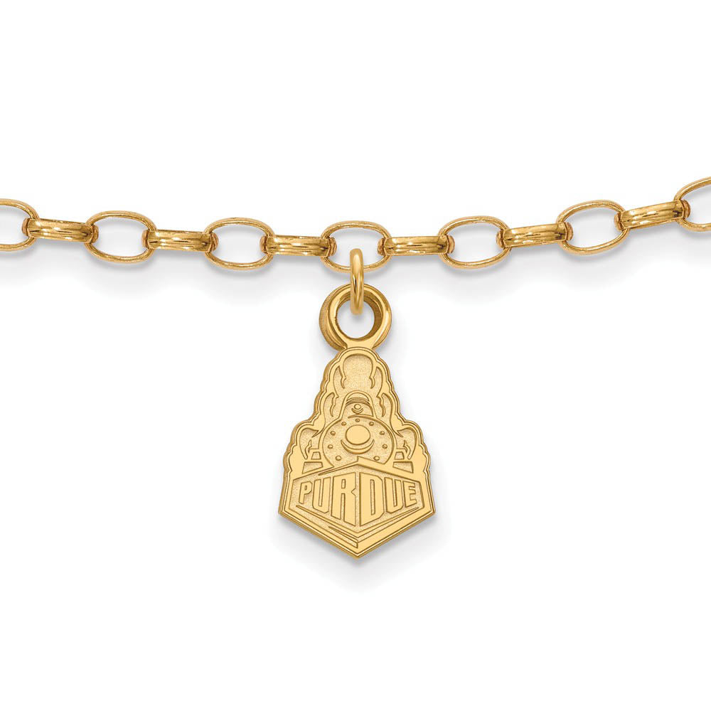 14k Gold Plated Sterling Silver Purdue Anklet, 9 Inch, Item A8755 by The Black Bow Jewelry Co.