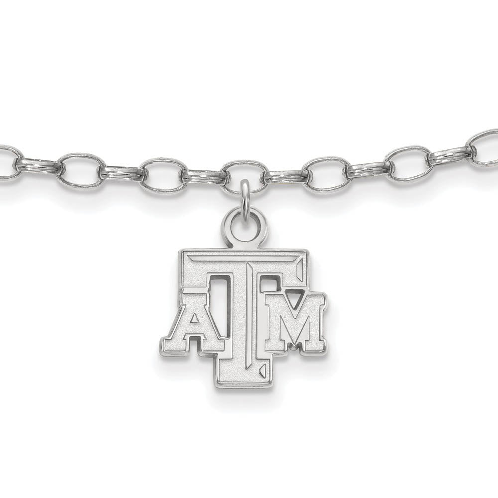 Sterling Silver Texas AAndM University Anklet, 9 Inch, Item A8760 by The Black Bow Jewelry Co.