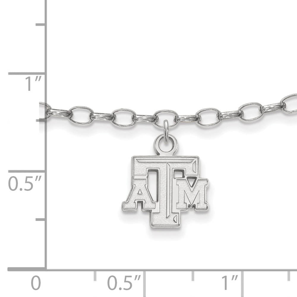 Alternate view of the Sterling Silver Texas AAndM University Anklet, 9 Inch by The Black Bow Jewelry Co.