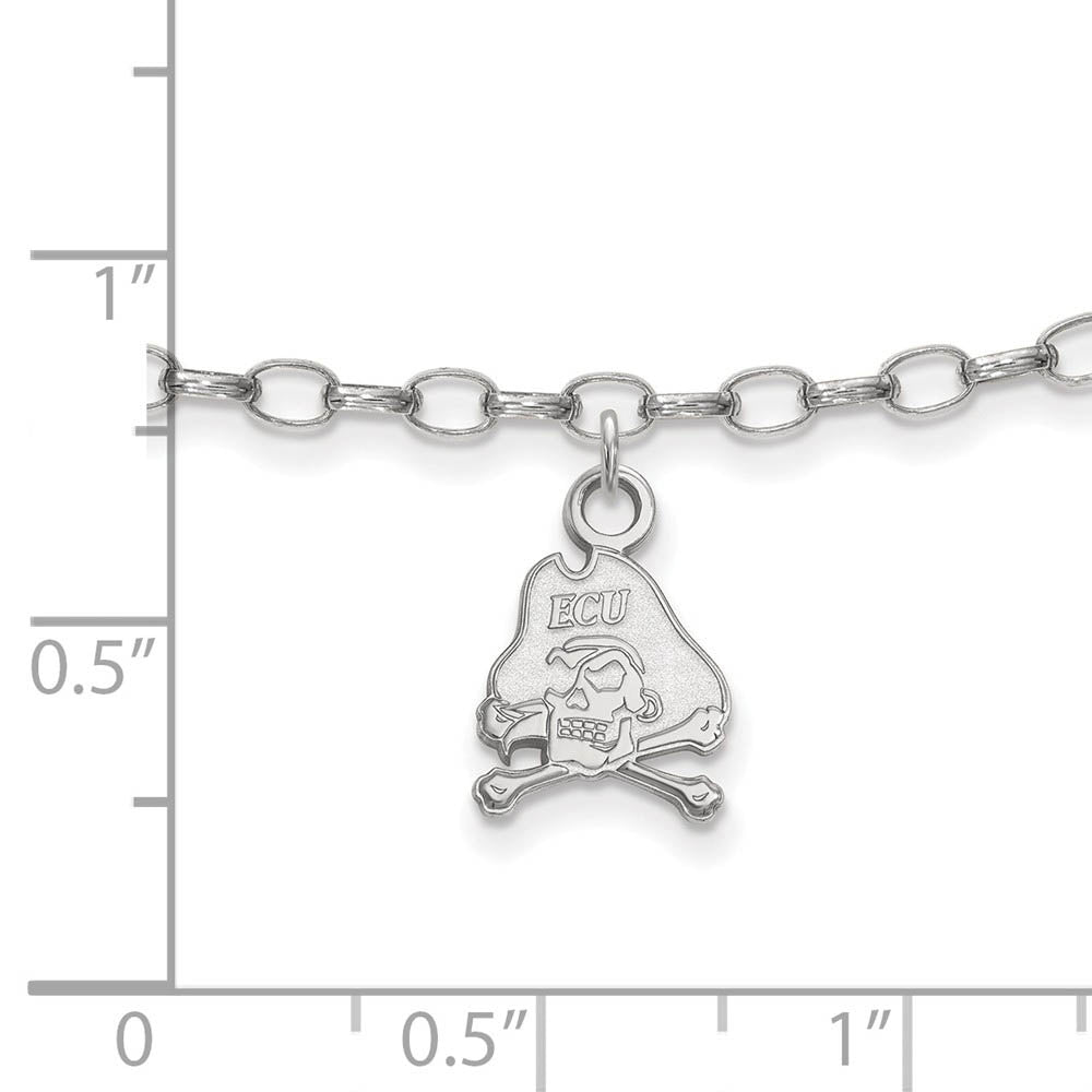 Alternate view of the Sterling Silver East Carolina University Anklet, 9 Inch by The Black Bow Jewelry Co.