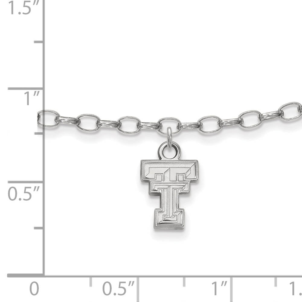 Alternate view of the Sterling Silver Texas Tech University Anklet, 9 Inch by The Black Bow Jewelry Co.