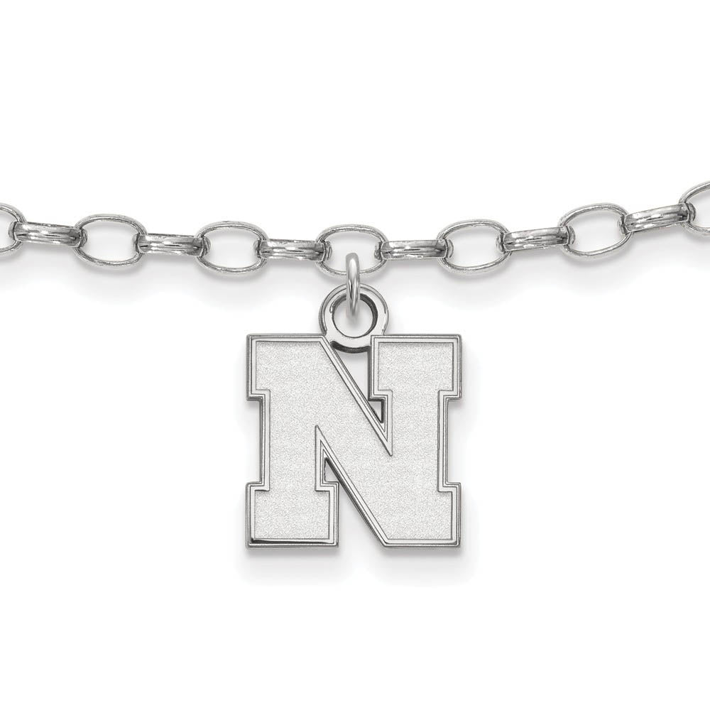 Sterling Silver University of Nebraska XS Anklet, 9 Inch, Item A8798 by The Black Bow Jewelry Co.