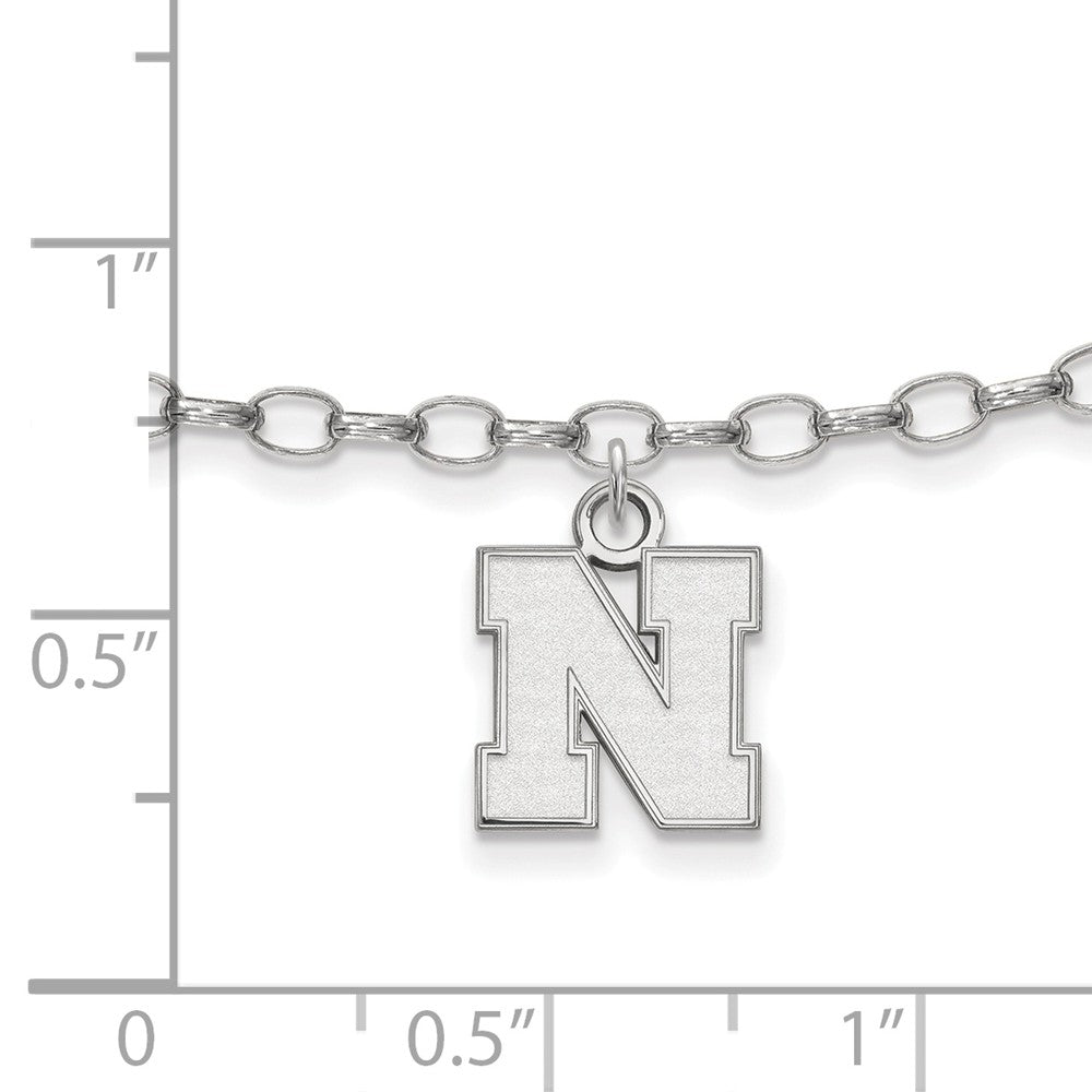 Alternate view of the Sterling Silver University of Nebraska XS Anklet, 9 Inch by The Black Bow Jewelry Co.