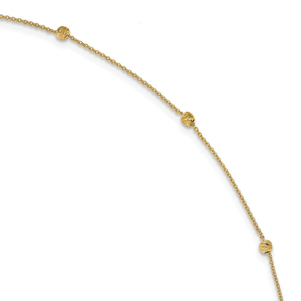 14k Yellow Gold Diamond Cut 3mm Beaded Cable Chain Anklet, 10-11 Inch, Item A8800 by The Black Bow Jewelry Co.