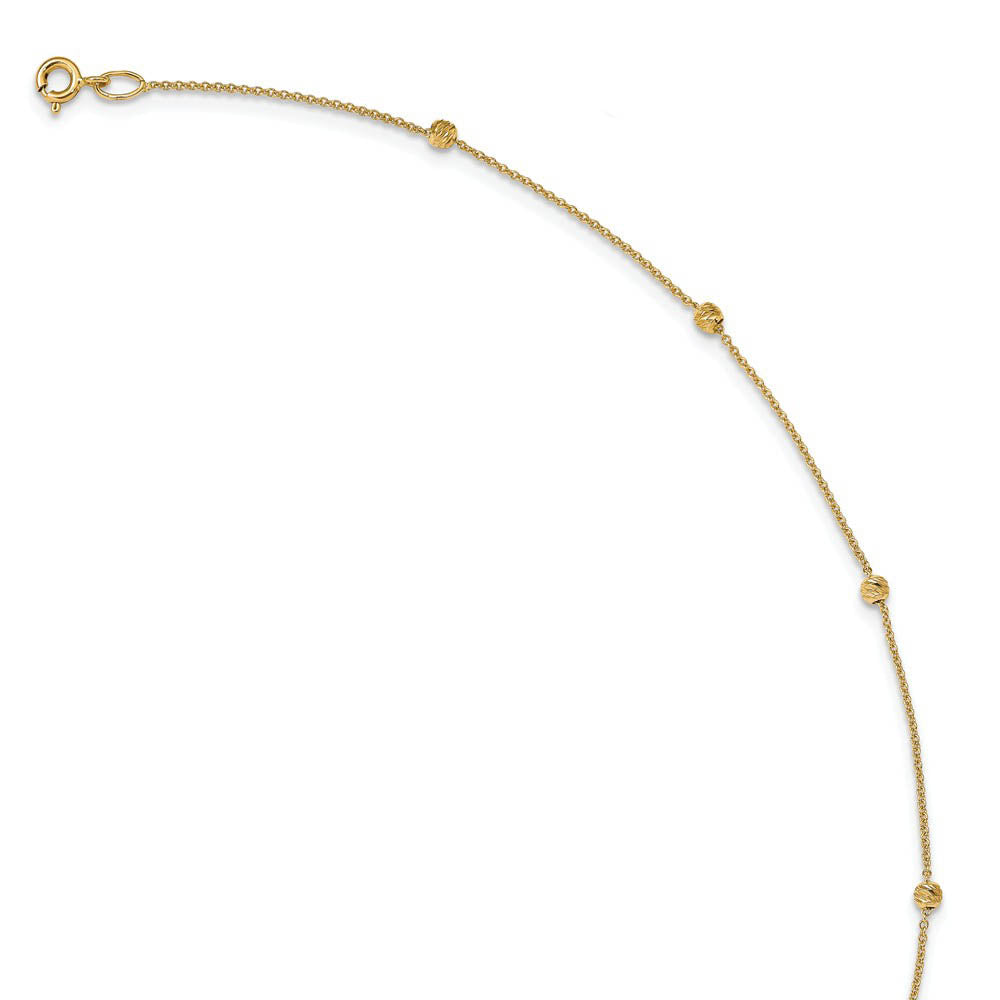 Alternate view of the 14k Yellow Gold Diamond Cut 3mm Beaded Cable Chain Anklet, 10-11 Inch by The Black Bow Jewelry Co.
