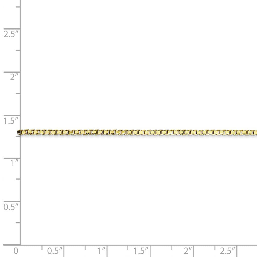 Alternate view of the 10k Yellow Gold 1.5mm Box Chain Anklet, 9 Inch by The Black Bow Jewelry Co.