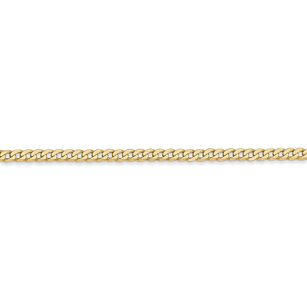 Alternate view of the 14k Yellow Gold 2.2mm Solid Beveled Curb Chain Anklet by The Black Bow Jewelry Co.