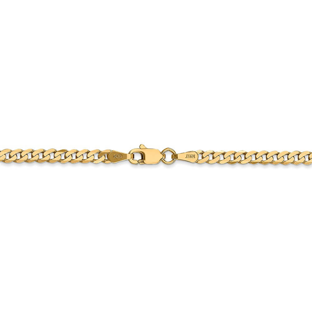 Alternate view of the 14k Yellow Gold 2.9mm Solid Beveled Curb Chain Anklet, 9 Inch by The Black Bow Jewelry Co.