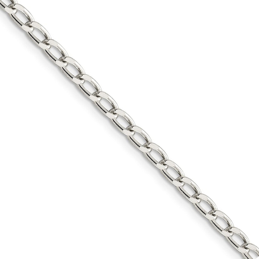 Rhodium Plated Sterling Silver 3.2mm Open Curb Chain Anklet, Item A8855-A by The Black Bow Jewelry Co.
