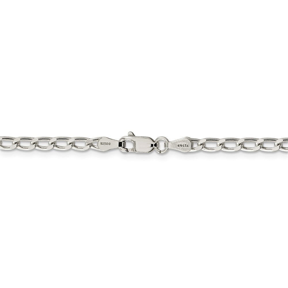 Alternate view of the Rhodium Plated Sterling Silver 3.2mm Open Curb Chain Anklet by The Black Bow Jewelry Co.