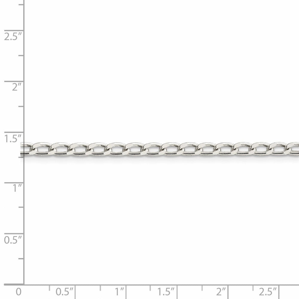 Alternate view of the Rhodium Plated Sterling Silver 3.2mm Open Curb Chain Anklet by The Black Bow Jewelry Co.