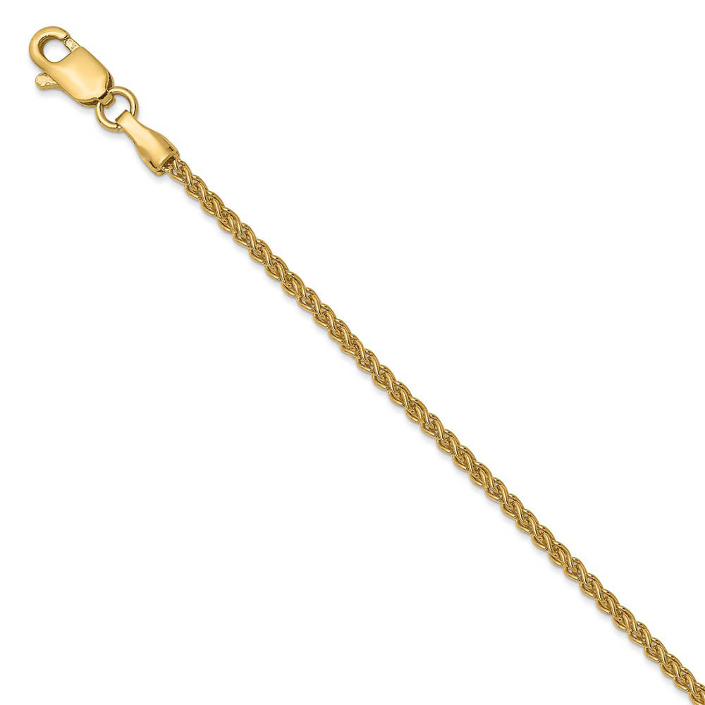 14k Yellow Gold 1.5mm Solid Wheat Chain Anklet, 10 Inch, Item A8863 by The Black Bow Jewelry Co.