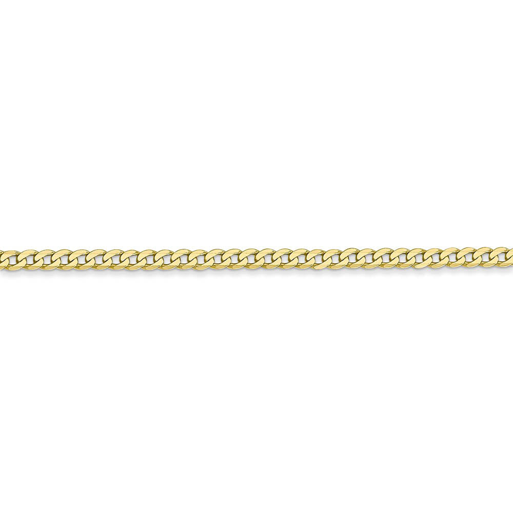 Alternate view of the 2.2mm 10k Yellow Gold Flat Beveled Curb Chain Anklet by The Black Bow Jewelry Co.