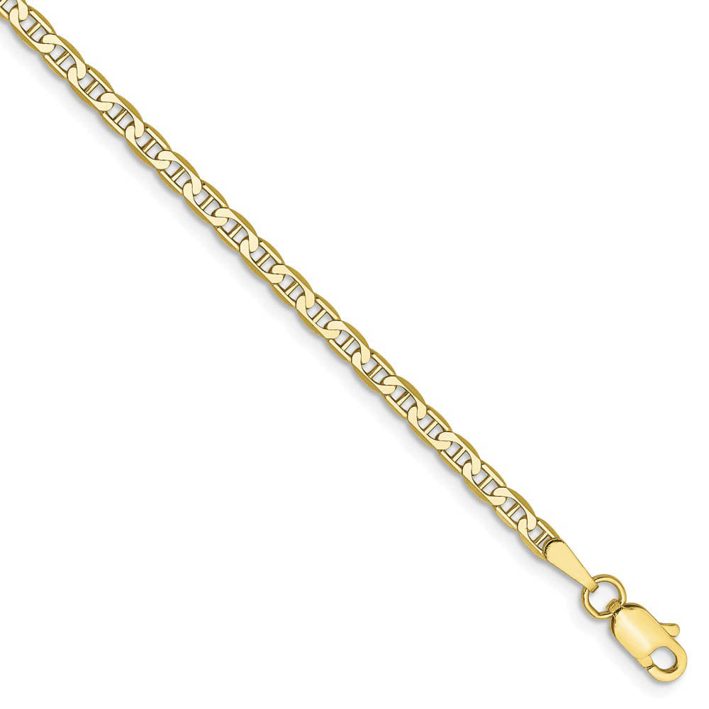 10k Yellow Gold 2.4mm Flat Anchor Chain Anklet, Item A8868 by The Black Bow Jewelry Co.