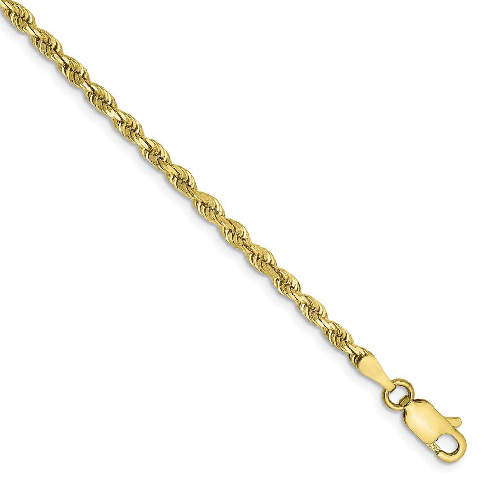 Alternate view of the 2.75mm 10k Yellow Gold D/C Quadruple Rope Chain Anklet, 9 Inch by The Black Bow Jewelry Co.
