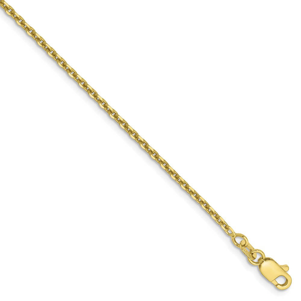 1.65mm 10k Yellow Gold Solid Diamond Cut Cable Chain Anklet, 9 Inch, Item A8880 by The Black Bow Jewelry Co.