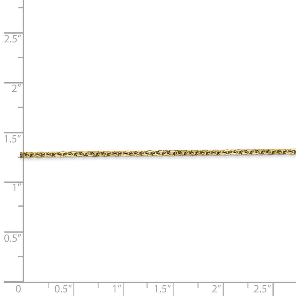 Alternate view of the 1.65mm 10k Yellow Gold Solid Diamond Cut Cable Chain Anklet, 9 Inch by The Black Bow Jewelry Co.