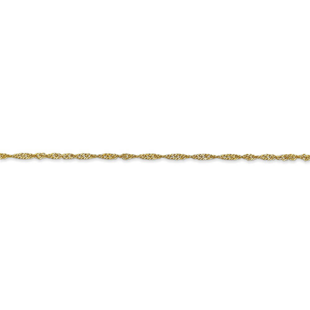 Alternate view of the 1.4mm 10k Yellow Gold Solid Singapore Chain Anklet, 10 Inch by The Black Bow Jewelry Co.