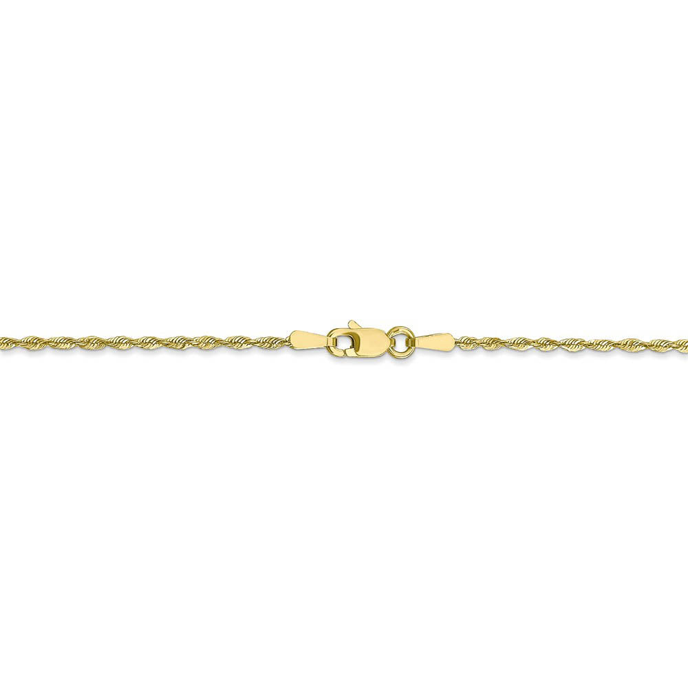 Alternate view of the 1.5mm 10k Yellow Gold Solid D/C Lightweight Rope Chain Anklet by The Black Bow Jewelry Co.