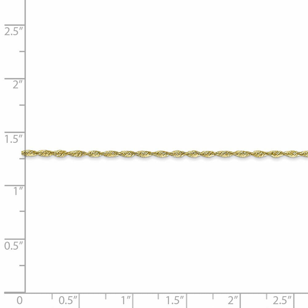 Alternate view of the 1.5mm 10k Yellow Gold Solid D/C Lightweight Rope Chain Anklet by The Black Bow Jewelry Co.