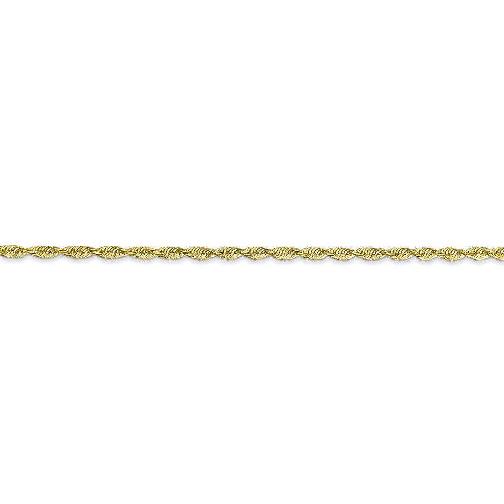Alternate view of the 1.8mm 10k Yellow Gold Lightweight D/C Solid Rope Chain Anklet, 9 Inch by The Black Bow Jewelry Co.