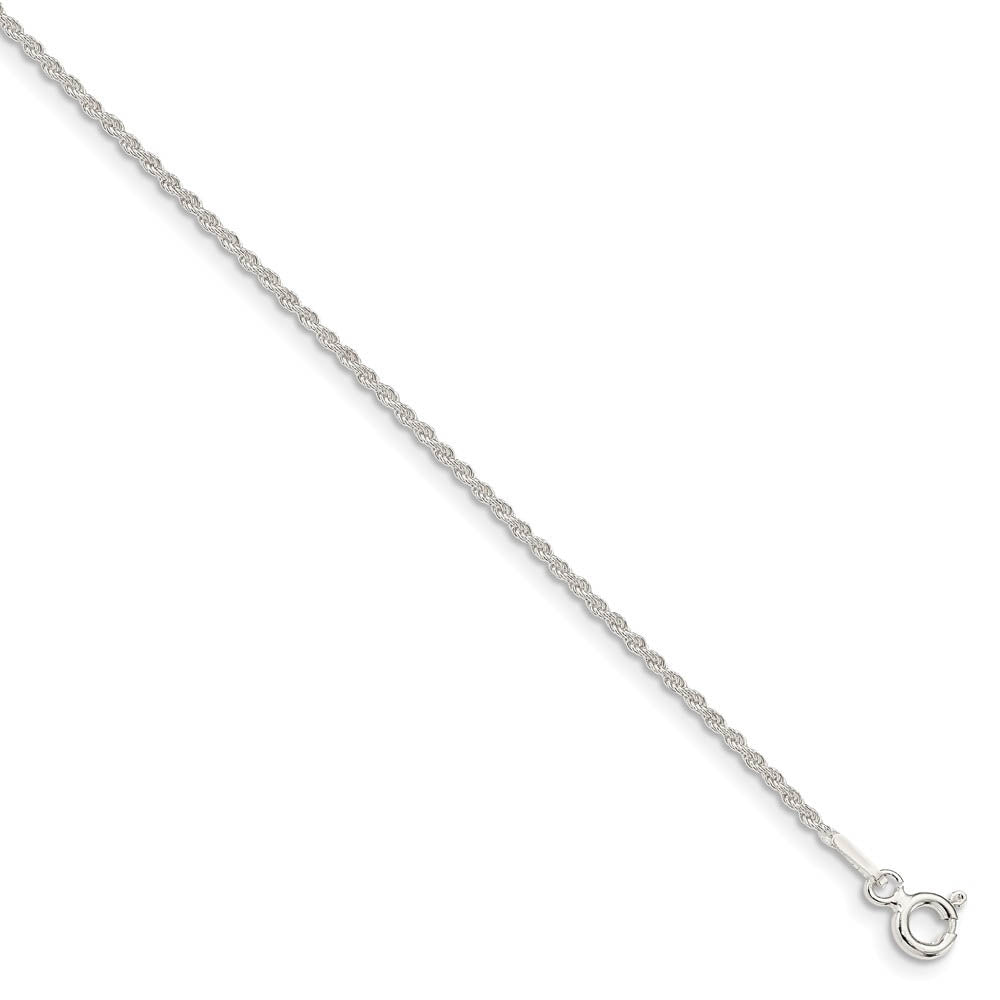 1.3mm Sterling Silver Classic Solid Rope Chain Anklet, Item A8897 by The Black Bow Jewelry Co.