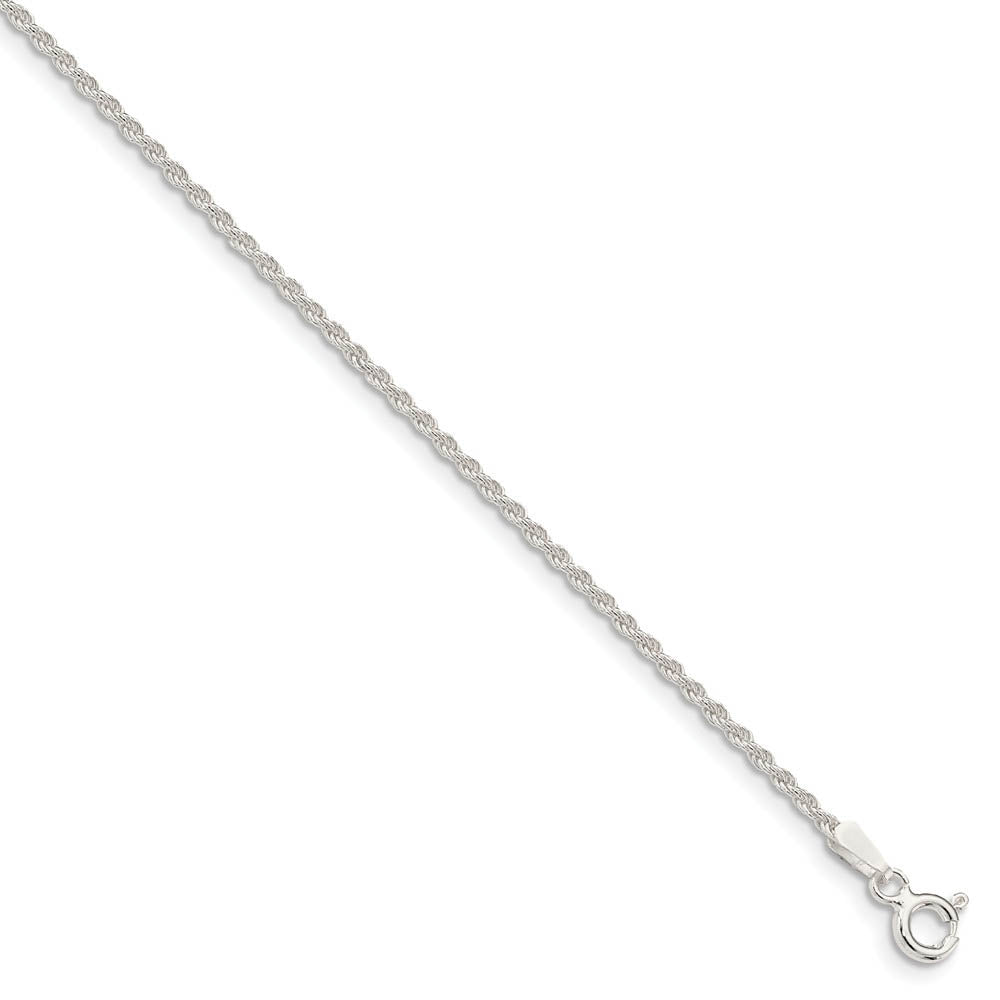 1.5mm Sterling Silver Classic Solid Rope Chain Anklet, Item A8898 by The Black Bow Jewelry Co.
