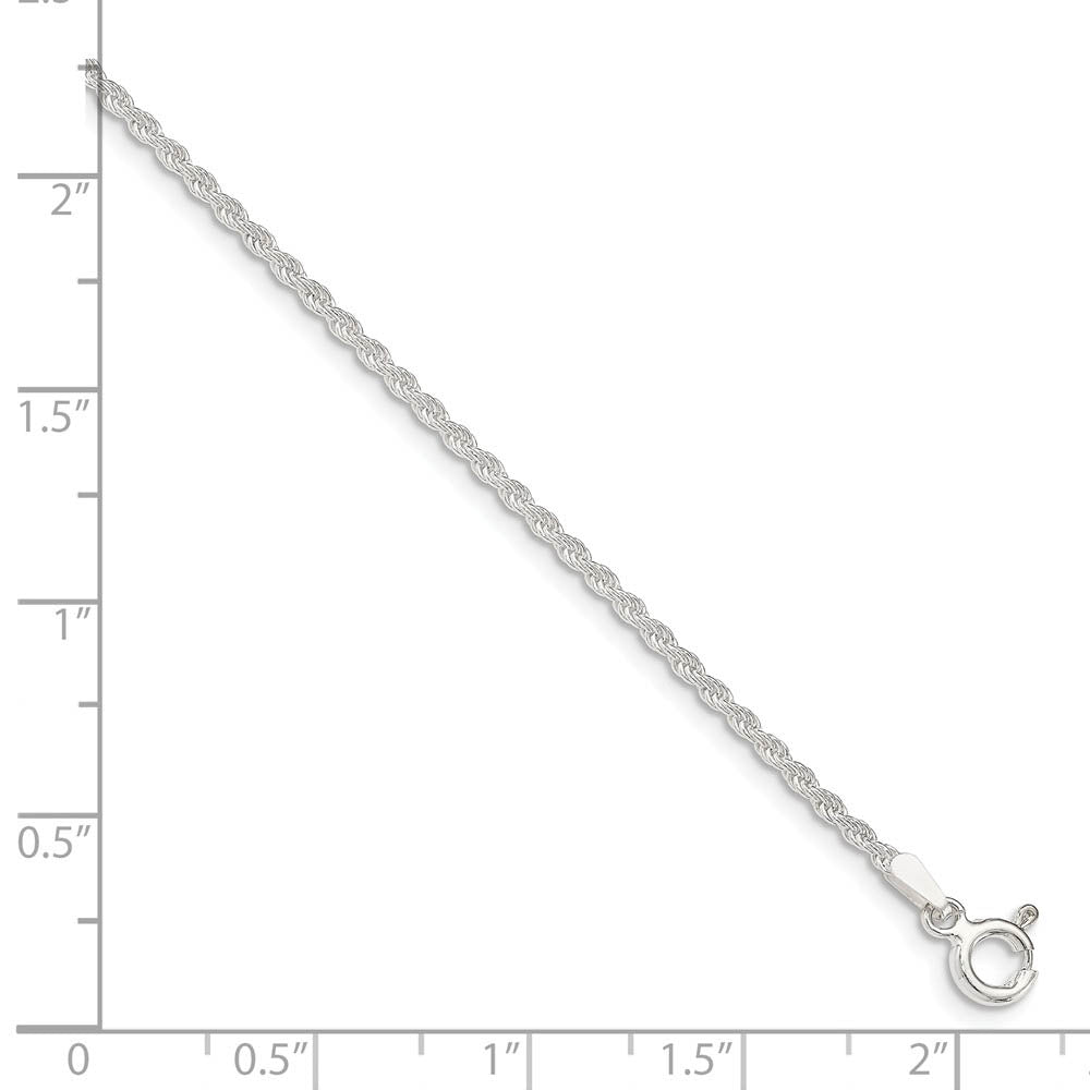 Alternate view of the 1.75mm Sterling Silver Classic Solid Rope Chain Anklet by The Black Bow Jewelry Co.