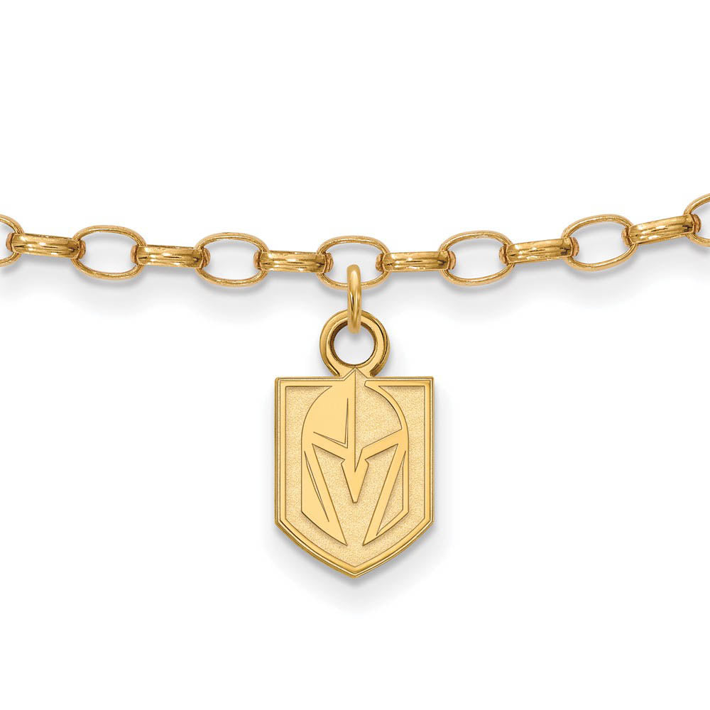 SS 14k Yellow Gold Plated NHL Vegas Golden Knights Anklet, 9 In, Item A8906 by The Black Bow Jewelry Co.