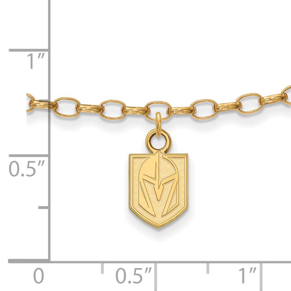 Alternate view of the SS 14k Yellow Gold Plated NHL Vegas Golden Knights Anklet, 9 In by The Black Bow Jewelry Co.