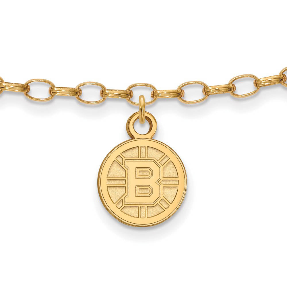 SS 14k Yellow Gold Plated NHL Boston Bruins Anklet, 9 Inch, Item A8908 by The Black Bow Jewelry Co.