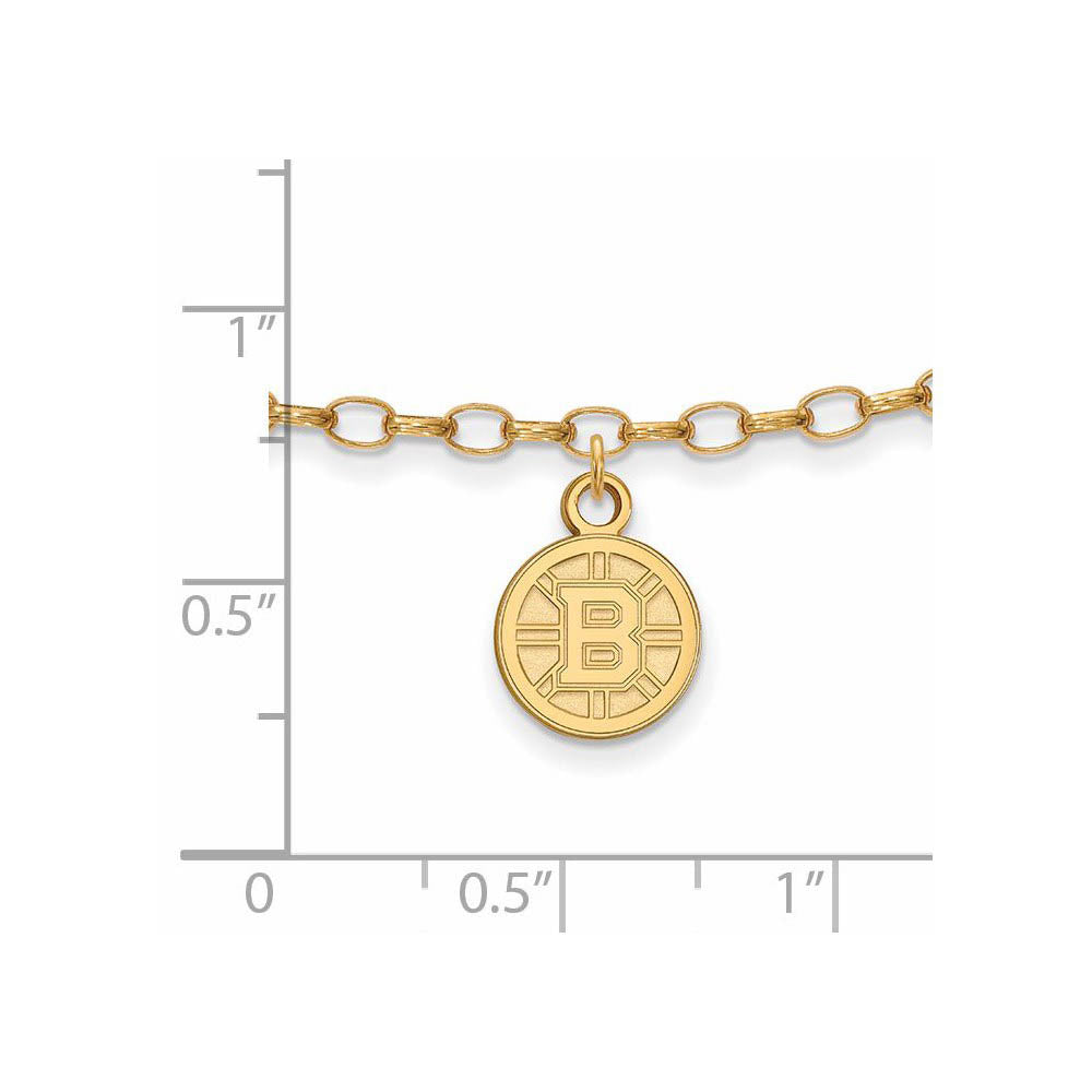 Alternate view of the SS 14k Yellow Gold Plated NHL Boston Bruins Anklet, 9 Inch by The Black Bow Jewelry Co.