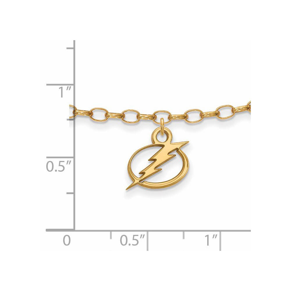 Alternate view of the SS 14k Yellow Gold Plated NHL Tampa Bay Lightning Anklet, 9 Inch by The Black Bow Jewelry Co.