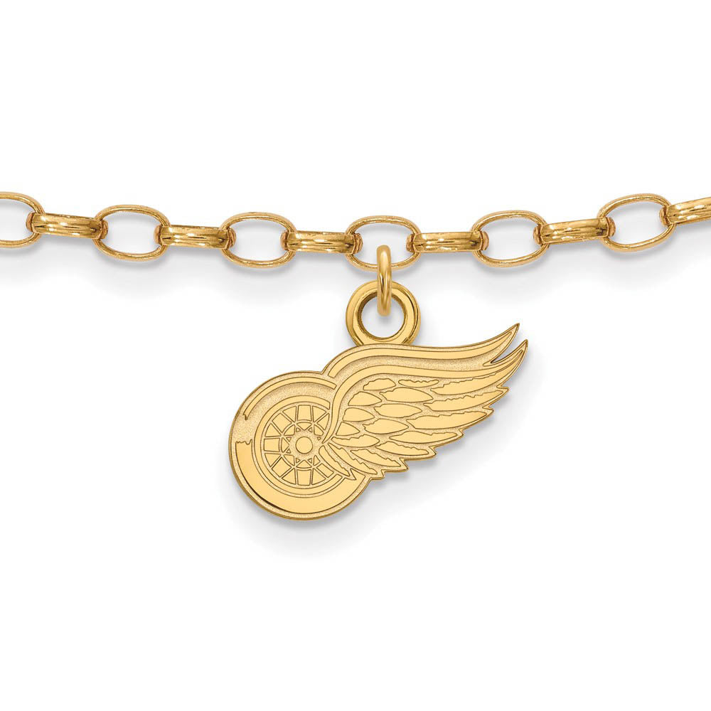 SS 14k Yellow Gold Plated NHL Detroit Red Wings Anklet, 9 Inch, Item A8911 by The Black Bow Jewelry Co.