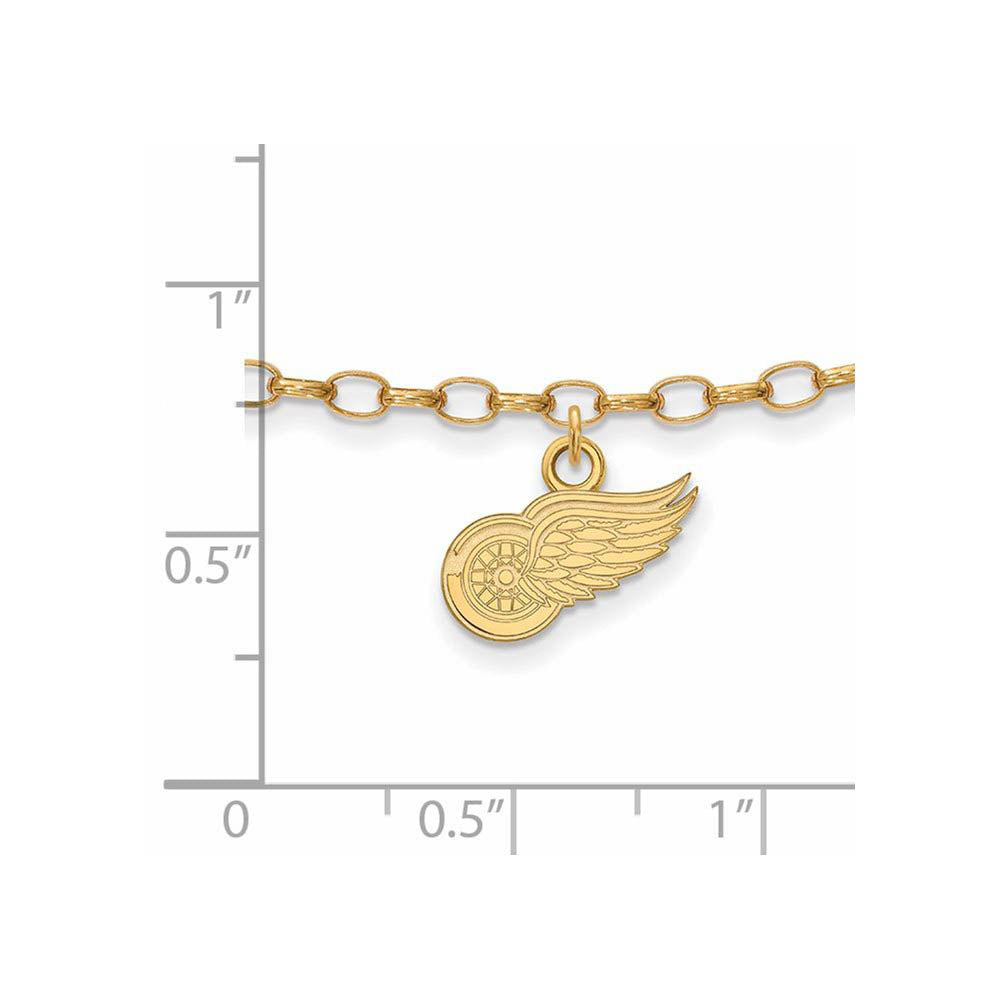 Alternate view of the SS 14k Yellow Gold Plated NHL Detroit Red Wings Anklet, 9 Inch by The Black Bow Jewelry Co.