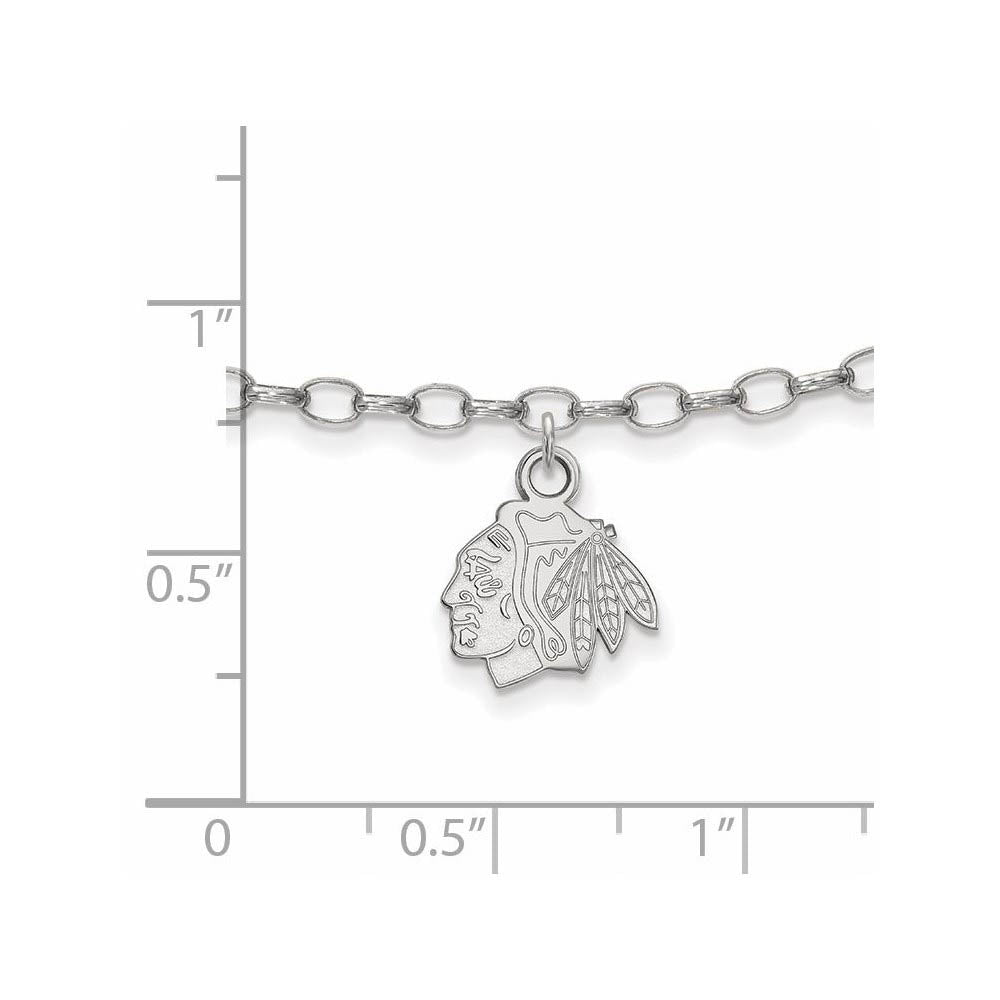 Alternate view of the Sterling Silver NHL Chicago Blackhawks Anklet, 9 Inch by The Black Bow Jewelry Co.