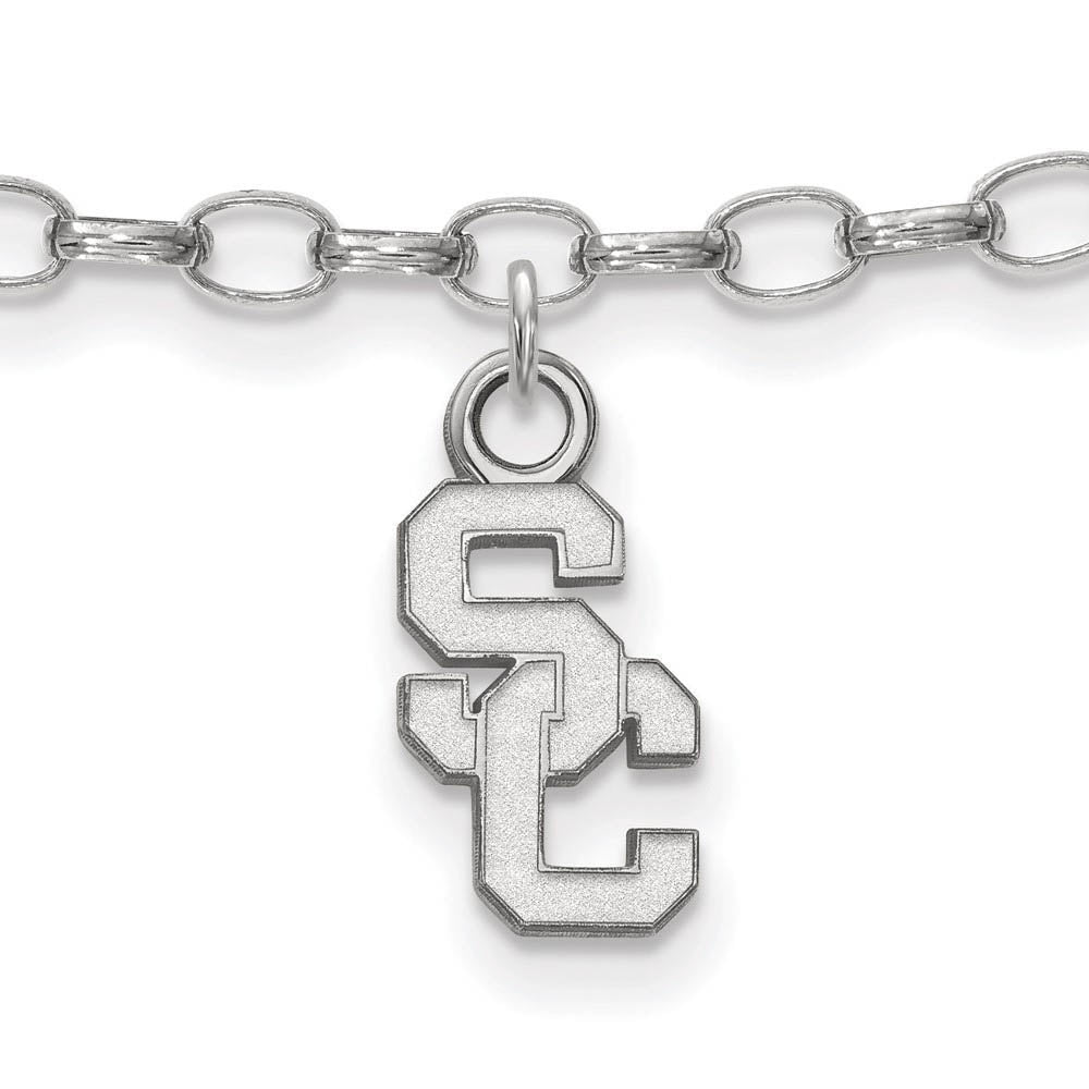 Sterling Silver Rhodium Plated U of Southern California Anklet, 9 Inch, Item A8918 by The Black Bow Jewelry Co.
