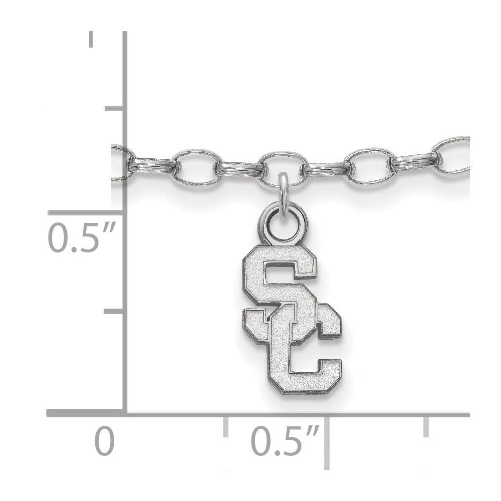 Alternate view of the Sterling Silver Rhodium Plated U of Southern California Anklet, 9 Inch by The Black Bow Jewelry Co.