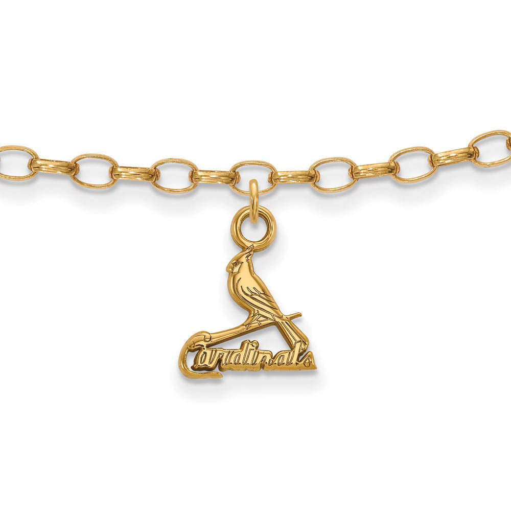 MLB 14K Yellow Gold Plated Sterling Silver Cardinals Anklet, 9 In, Item A8919 by The Black Bow Jewelry Co.