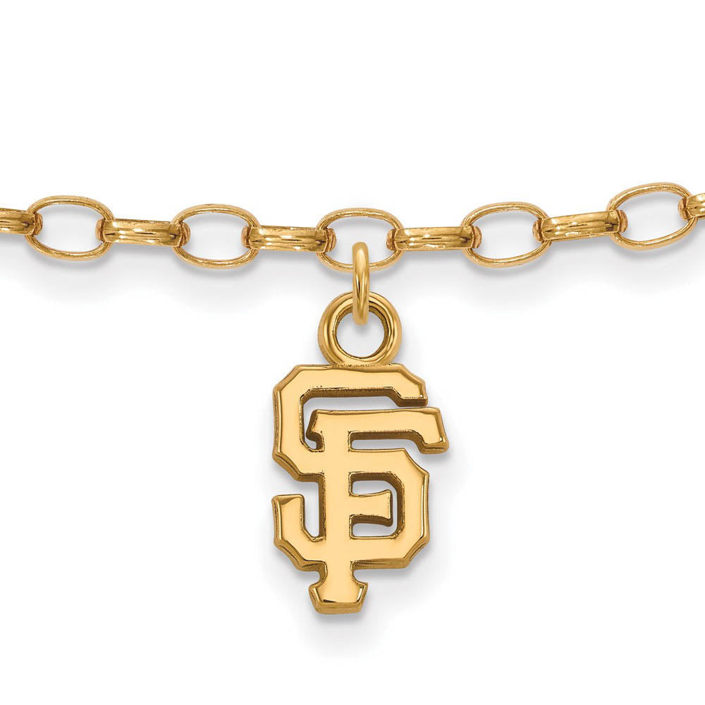 MLB 14K Yellow Gold Plated Sterling Silver SF Giants Anklet, 9 In, Item A8921 by The Black Bow Jewelry Co.