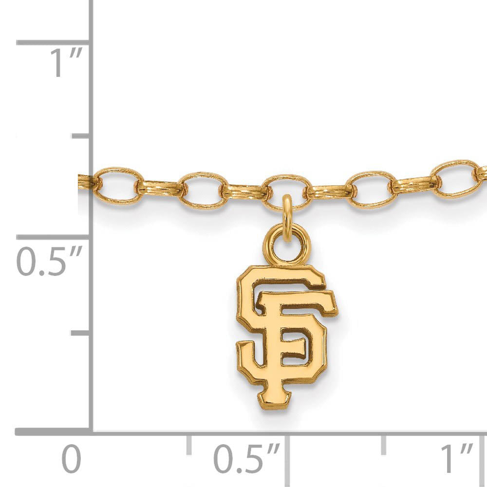 Alternate view of the MLB 14K Yellow Gold Plated Sterling Silver SF Giants Anklet, 9 In by The Black Bow Jewelry Co.