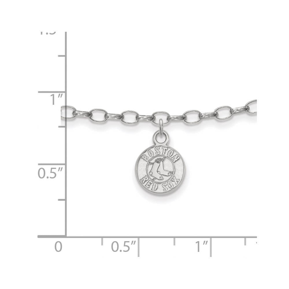 Alternate view of the MLB Sterling Silver Rhodium Plated Boston Red Sox Anklet, 9 Inch by The Black Bow Jewelry Co.