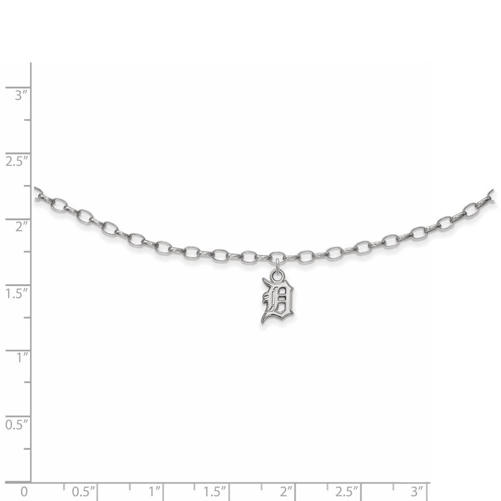 Alternate view of the MLB Sterling Silver Rhodium Plated Detroit Tigers Anklet, 9 Inch by The Black Bow Jewelry Co.