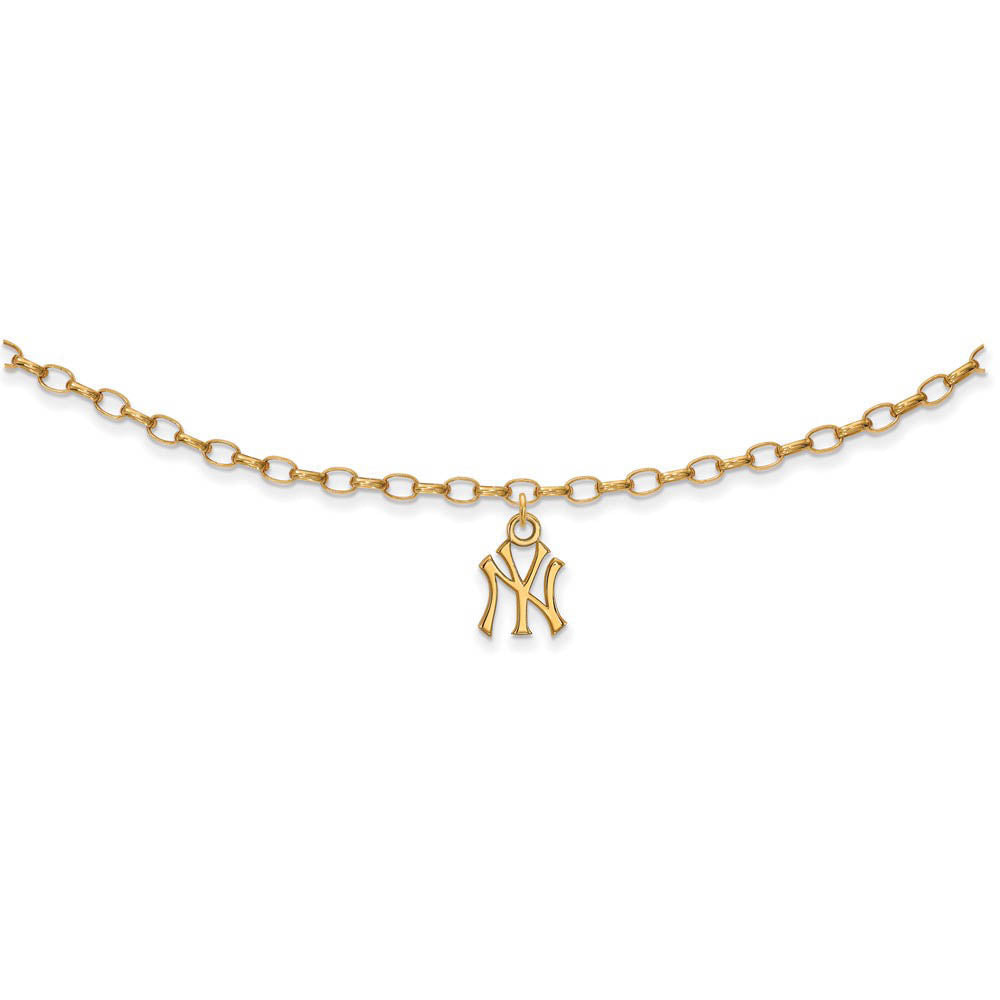 MLB 14K Yellow Gold Plated Sterling Silver NY Yankees Anklet, 9 Inch, Item A8927 by The Black Bow Jewelry Co.