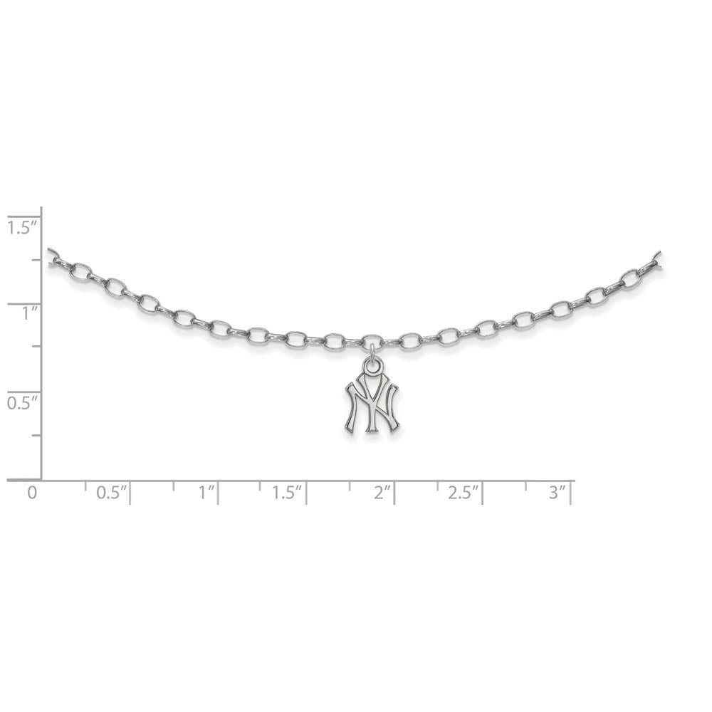 Alternate view of the MLB Sterling Silver Rhodium Plated New York Yankees N-Y Anklet, 9 Inch by The Black Bow Jewelry Co.