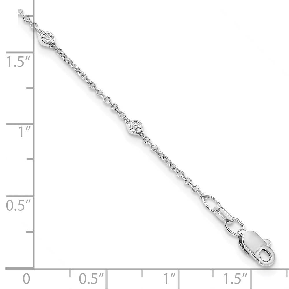 Alternate view of the 14k White Gold 1/5 Ct Lab Grown Diamond (E-F, VS1) Station Anklet - 9in by The Black Bow Jewelry Co.