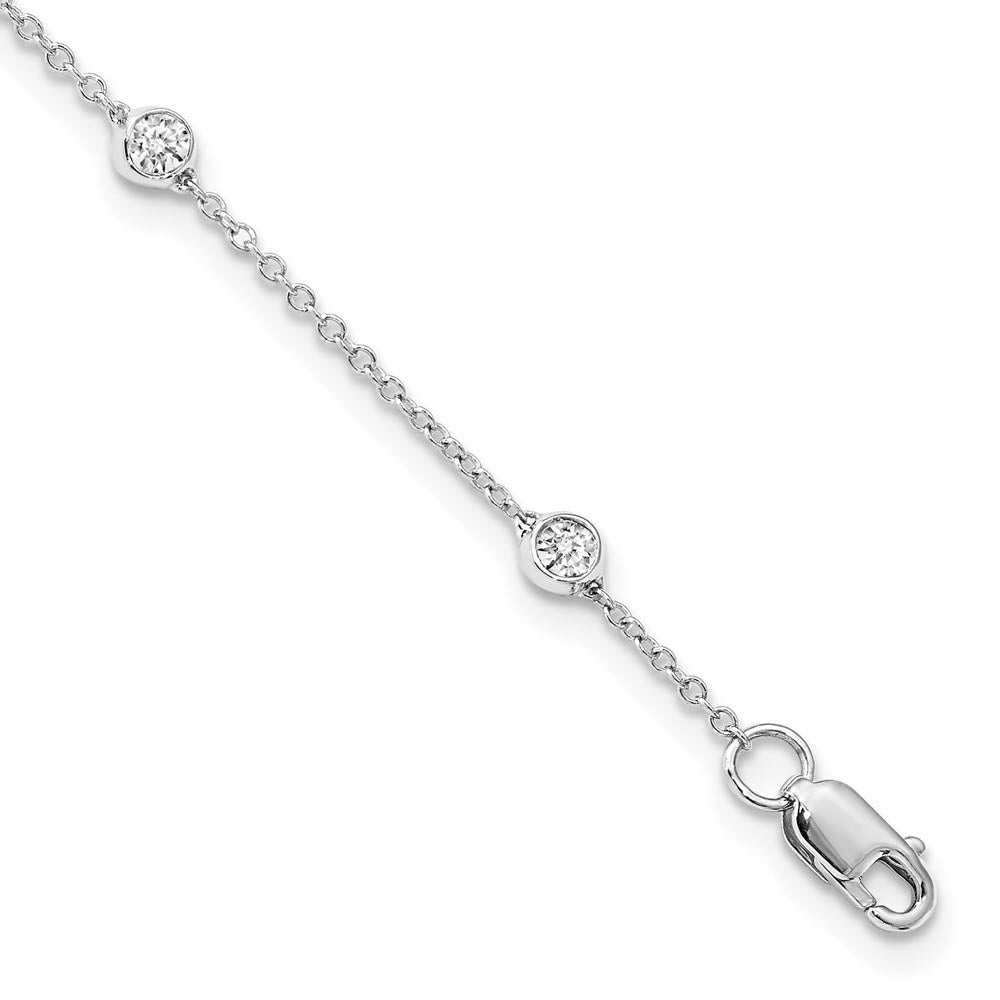14k White Gold 1/2 Ct Lab Grown Diamond (E-F, VS1) Station Anklet - 9in, Item A8932 by The Black Bow Jewelry Co.