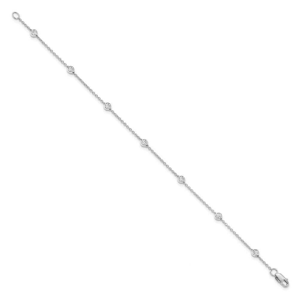 Alternate view of the 14k White Gold 1/2 Ct Lab Grown Diamond (E-F, VS1) Station Anklet - 9in by The Black Bow Jewelry Co.