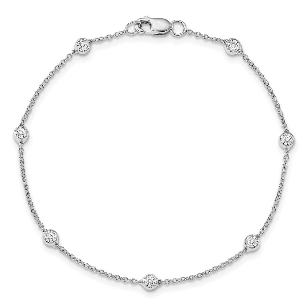 Alternate view of the 14k White Gold 1/2 Ct Lab Grown Diamond (E-F, VS1) Station Anklet - 9in by The Black Bow Jewelry Co.