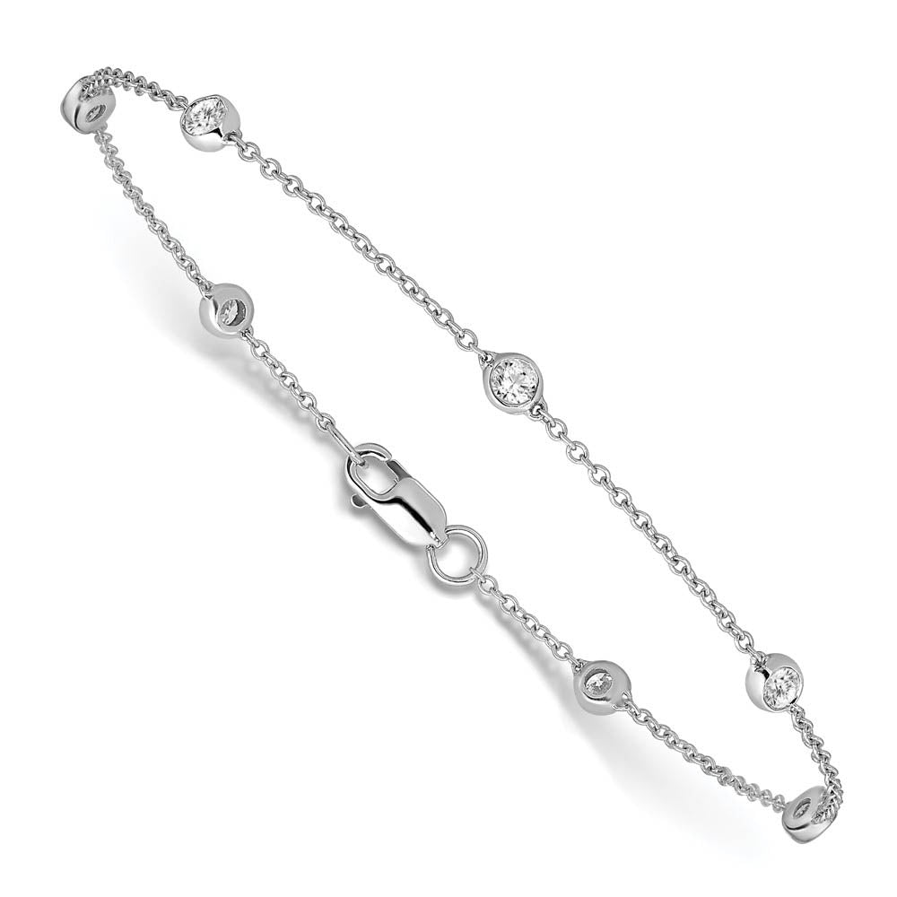 Alternate view of the 14k White Gold 1/2 Ct Lab Grown Diamond (E-F, VS1) Station Anklet - 9in by The Black Bow Jewelry Co.